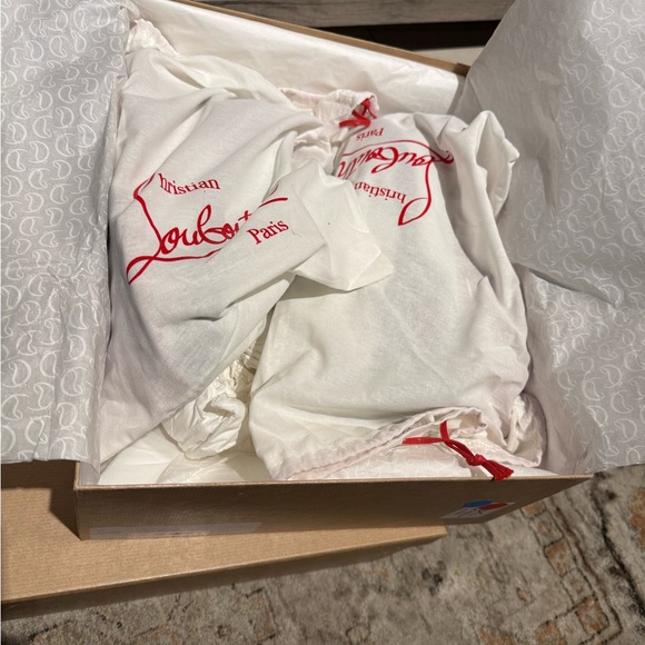 Christian Louboutin Navy and White Sneakers with Red Soles - Picture 4 of 4